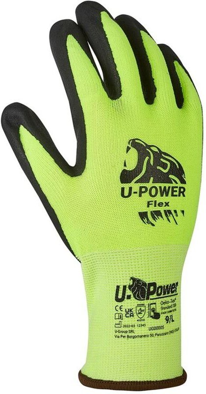 U-Power Flex Arbeitshandschuhe Sicherheits-Nylon-Touchscreen Grün 9/L