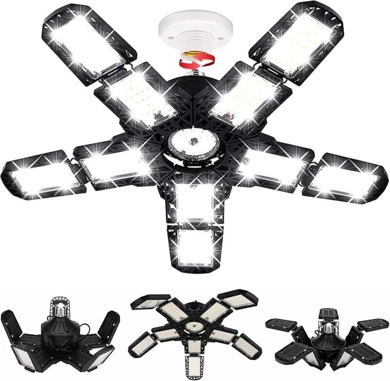 LED-Garagenleuchte, LED-Garagenbeleuchtung, verstellbare LED-Werkstatt-Deckenleuchte, 180 W, E26, 6000 K, mit mehreren v...