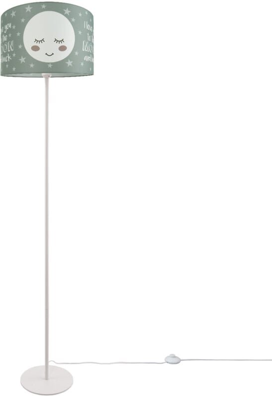 Kinderlampe Stehlampe Kinderzimmer Lampe Mit Mond-Motiv Deko Stehleuchte E27 Einbeinig Weiß + Leuchtmittel, Grau (Ø38 cm...