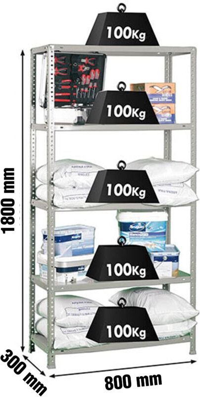 Simonrack Metall Comfort Mini 5 Ebenen grau 1800x800x300 mm
