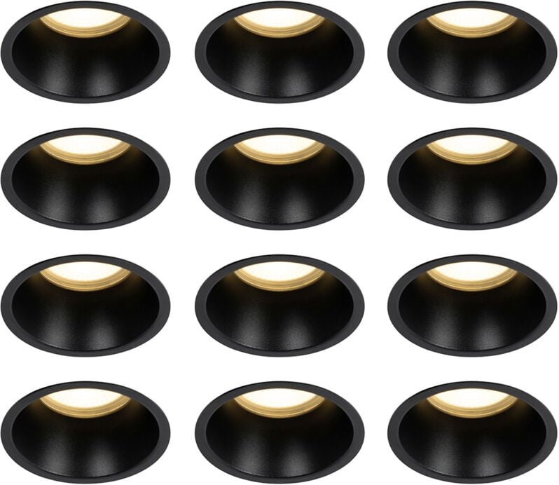 Set mit 12 Einbaustrahlern schwarz GU10 70mm IP44 - Dept