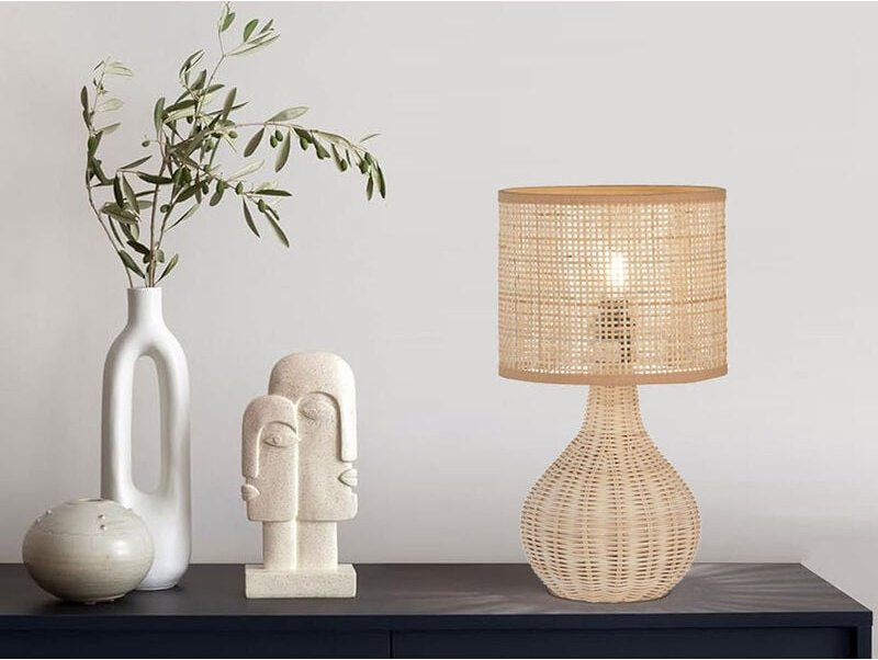 Tischleuchte nature aus Korbgeflecht, Höhe 37cm