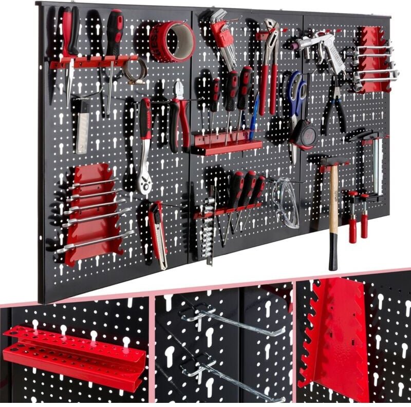 Werkzeugwand Lochwand Werkstattwand Metallwand Lochblech 17 Teile - Arebos