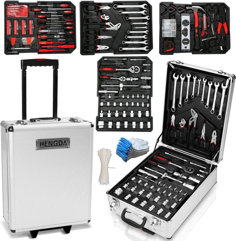 Werkzeugkoffer 1031 tlg. Wergzeug Set Satz Kombizange Rollkoffer Toolbox-Sets - Swanew