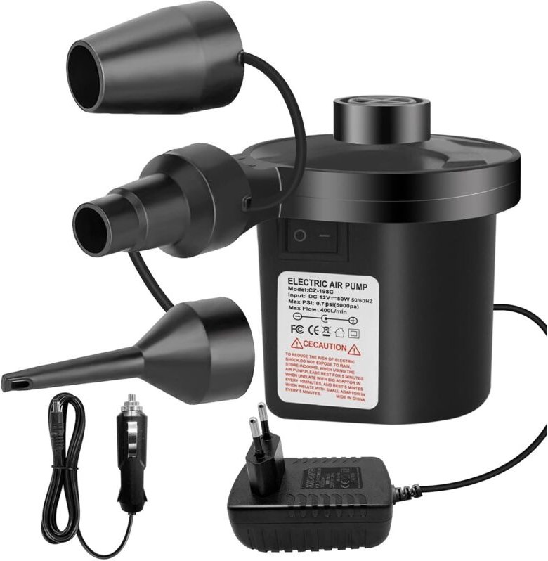 Elektrische Luftpumpe,Luftpumpe für luftmatratze, 2 in 1 Inflate und Deflate Elektrische Pump mit 3 Luftdüse für aufblas...