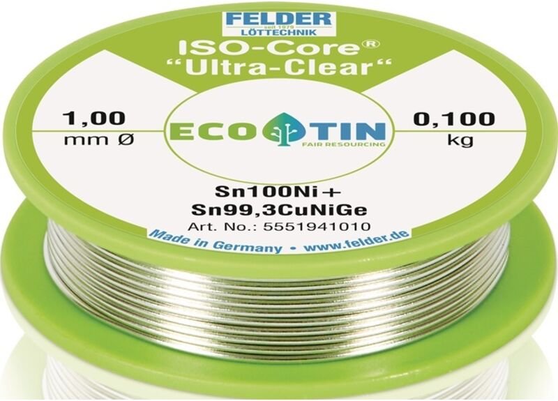 Felder Löttechnik - Lötdraht ISO-Core® UltraClear 1 mm 100 g Sn100Ni+
