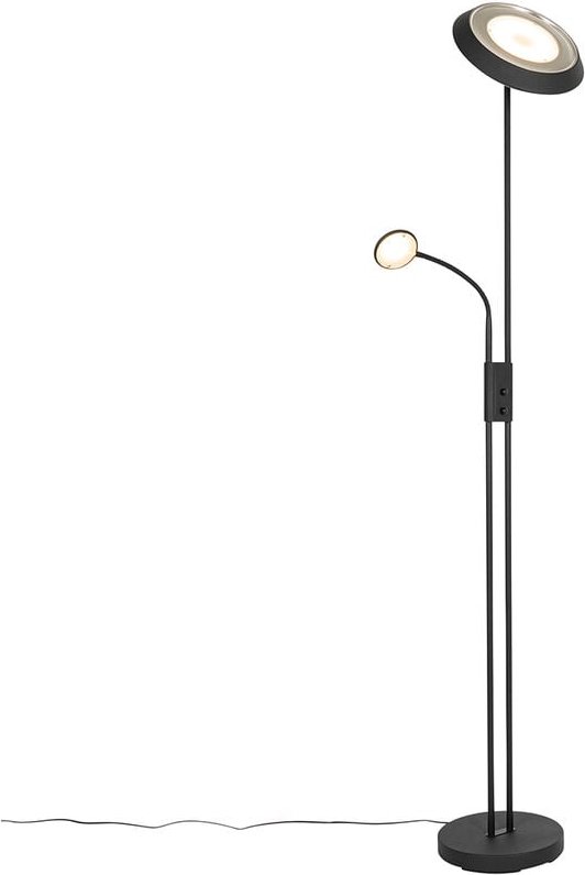 Stehleuchte schwarz inkl. led und Dimmer mit Leselampe - Fez