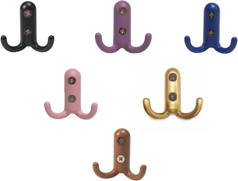Csparkv - 6 Stück bunte Kinder-Wandhaken, Schrauben, kleine dekorative Metallhaken für Kinderzimmer, Garderobe, Huthaken...