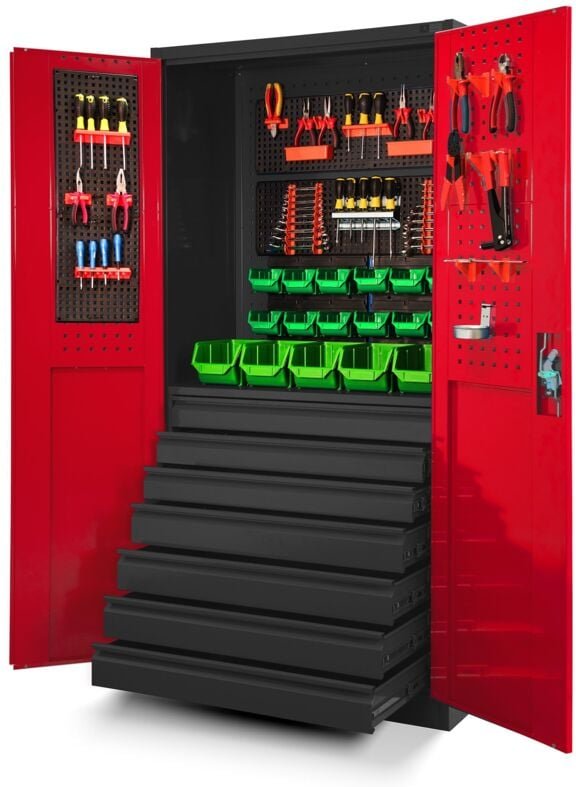 Jan Nowak Werkzeugschrank TC007 Werkstattschrank Garagenschrank Universalschrank Lagerschrank Pulverbeschichtet Flügeltü...