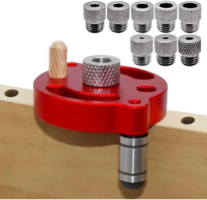 3-10 mm Stiftklemmen-Set - Selbstzentrierende Bohrschablone mit 8 Stahlbuchsen - Aluminium-Lochstanzer für die Holzbearb...