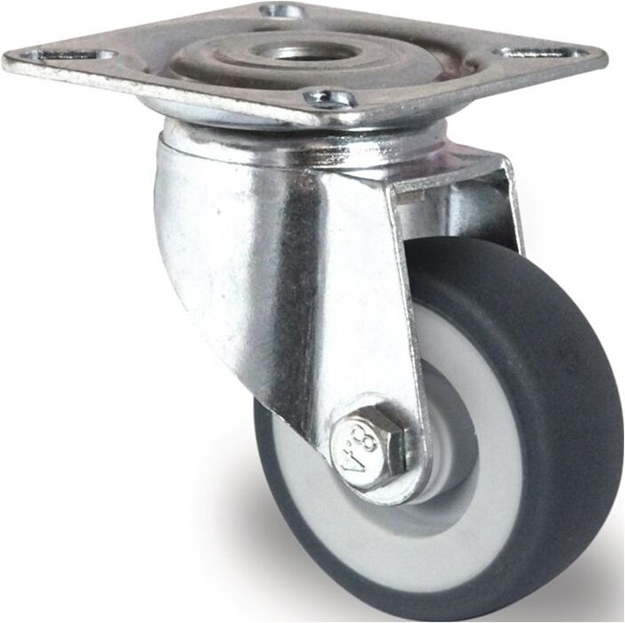 Promat - Lenkrolle Rad-Ø 100 mm grau Tragfähigkeit 100 kg mit Anschraubplatte Thermoplast. Elastomer 95° Shore a