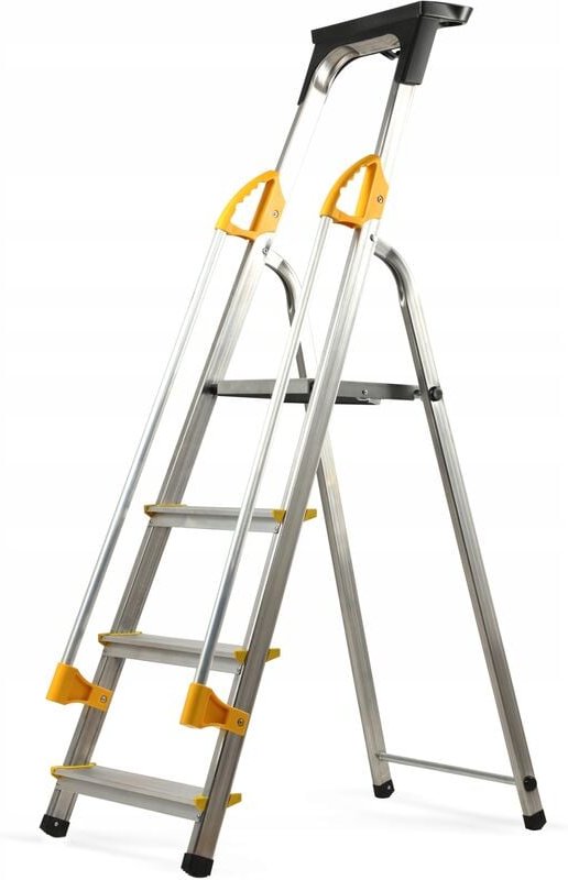 Kadax - Aluleiter, Stehleiter mit Handlauf, Trittleiter belastbar bis 150kg