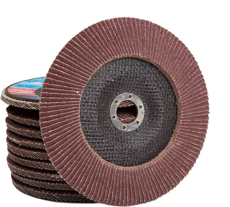 Aougo - Satz mit 10 Fächerscheiben ø 125 mm Braune Körnung Schleifscheibe für Winkelschleifer