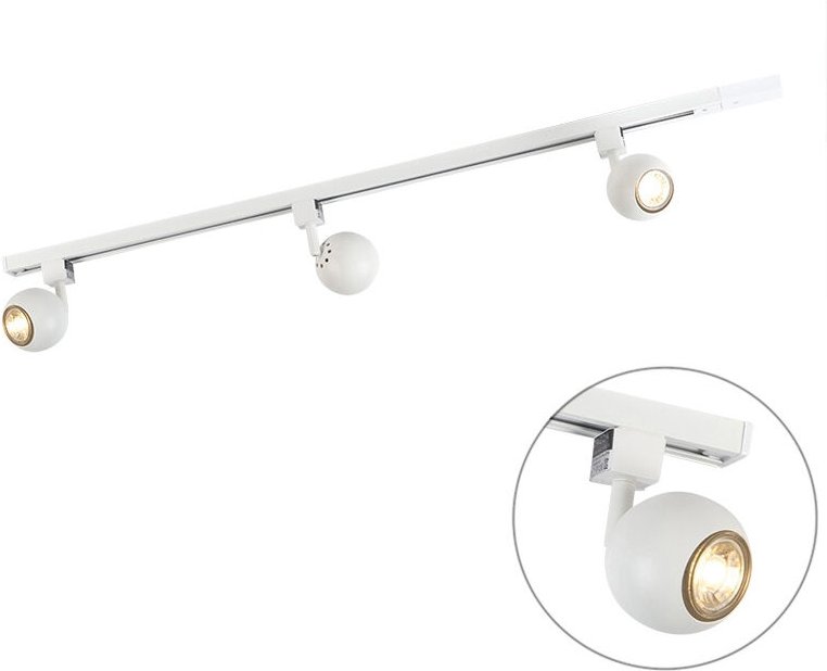 Smartes modernes Schienensystem weiß 1-phasig inkl. 3 wlan GU10 - Gissi