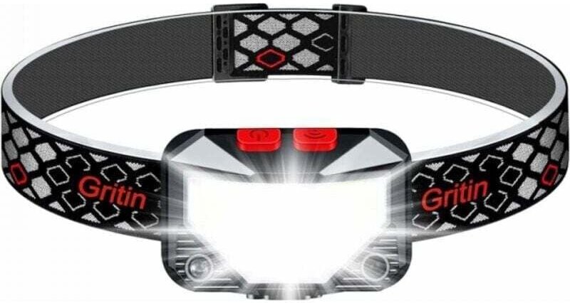 Gritin wiederaufladbare LED-Stirnlampe, superhelle Stirnlampe mit 8 Leuchtmodi, Bewegungssensor und Rotlicht, Mini-Stirn...