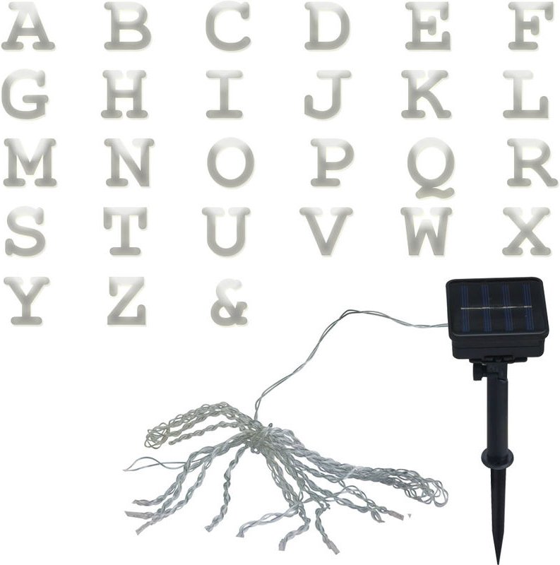 Thumbnail - Solar Lichterkette 20x led Leuchte Buchstaben Garten Außen Deko Lampe blinkend permant, abc, l 390 cm