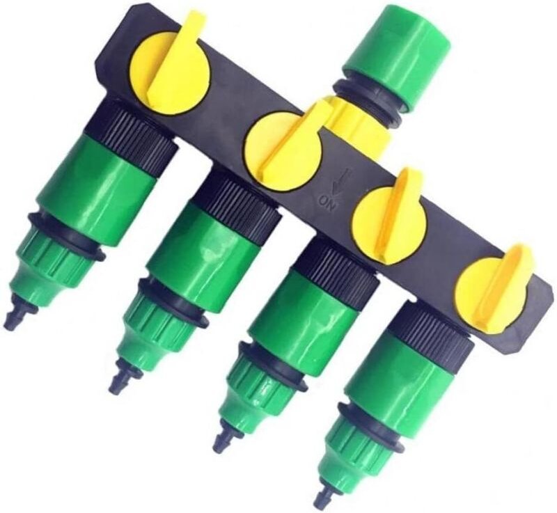 Ruluti 1 x 4-way hose splitter plastic drip garden irrigation 4/7 hose connector