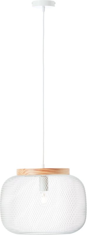 Giada Pendelleuchte, E27, Durchmesser 39 cm, weißes Metall und Holz, Brilliant BRILLIANT