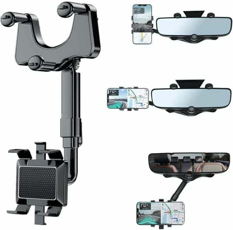 Tragbares Autozubehör, drehbarer und einziehbarer Autotelefonhalter, Autotelefonhalter, Rückspiegeltelefonhalter, 360 Gr...