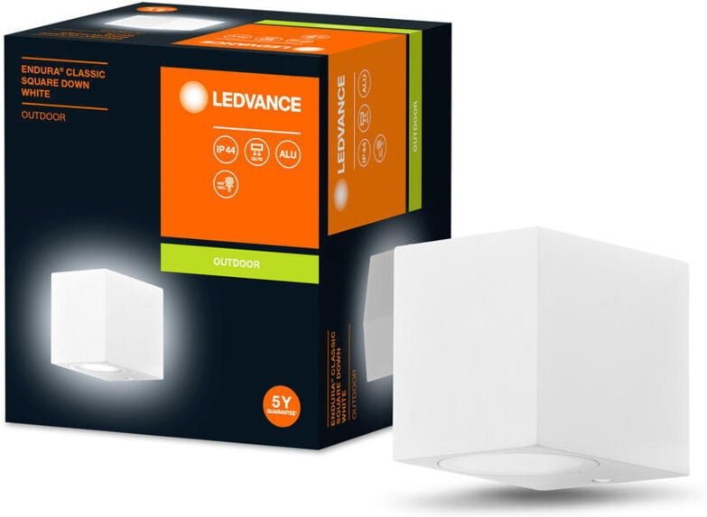 LEDVANCE ENDURA Classic Square Down Außen-Wandleuchte, weiß, GU10-Sockel (max 35W), kann mit einfacher oder smarter Lamp...
