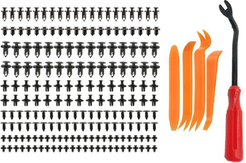 Aougo - 190 Auto-Clips, Auto-Kunststoff-Niet-Clip, Kfz-Reparatur, Halteclip, Kunststoff-Niet-Befestigung, Kunststoff-Nie...