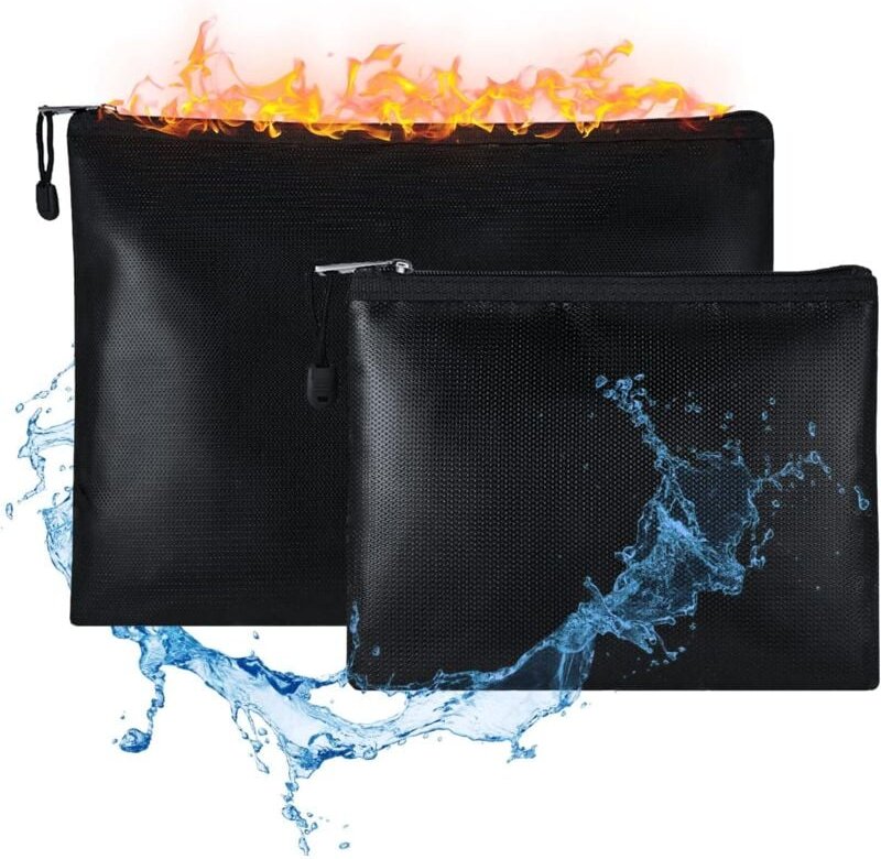 Feuerfeste und wasserdichte Beutel (2 Stück), feuerfeste Tickettasche, wasserdichte Silikontasche für wichtige Dokumente...
