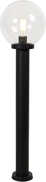 Qazqa - Außenstehleuchte schwarz mit klarer Kugel 100 cm IP44 - Sfera