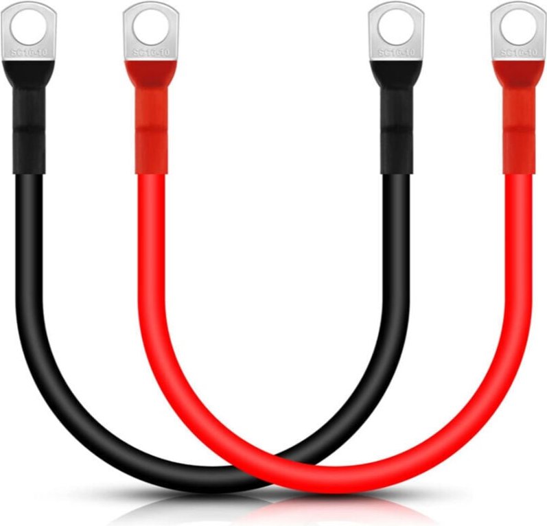 ZVD - Stück 30 cm Batteriekabel 16 mm², rot und schwarz 5 awg Batterie-Wechselrichterkabel mit Ringkabelschuhen Kupferdr...