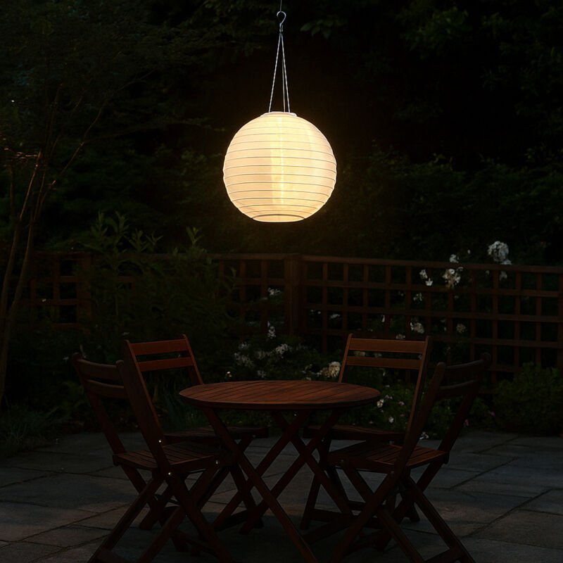 Solarlampe Lampion Außenleuchte led Hängelampe Gartenleuchte weiß Außenlampe Pendelleuchte, Edelstahl Kunststoff, warmwe...