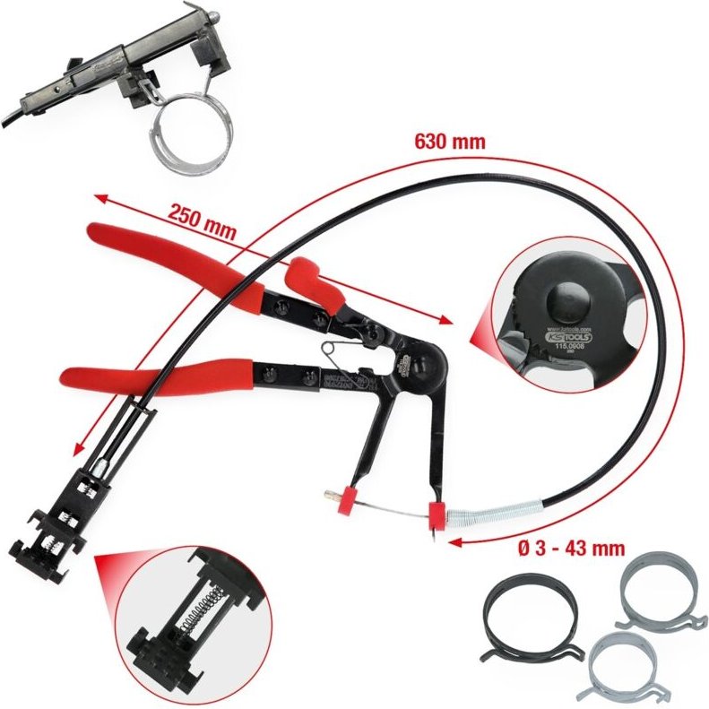 Universal-Schlauchschellenzange mit Bowdenzug, 630 mm - Ks Tools