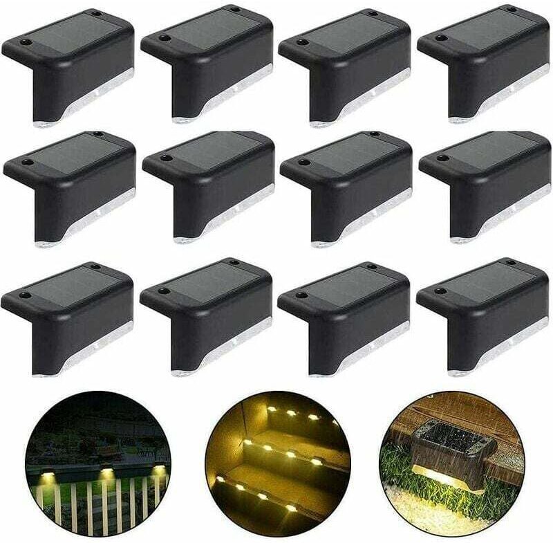 Solar-Zaunleuchte, Solar-Deckleuchte, Solar-Treppenleuchte, IP65-LED-Solar-Gartenleuchten für Terrassentreppenzaun (warm...