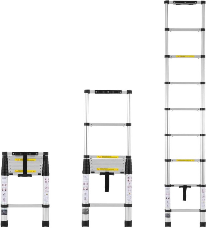 Mophorn Teleskopleiter – 2,6 m, Aluminium, 170 kg Tragkraft, leicht und vielseitig für den Heim- und Bürogebrauch