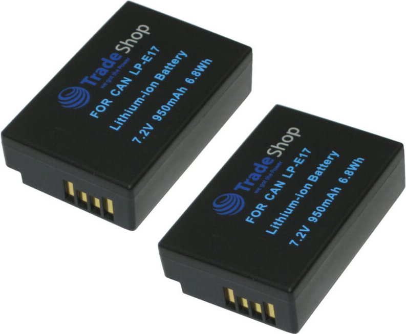 2x Trade-Shop Li-Ion Akku 1700mAh Batterie kompatibel mit Canon EOS 250D 770D 850D Kiss X10 M6 Mark II Rebel SL3 RP R10 ...