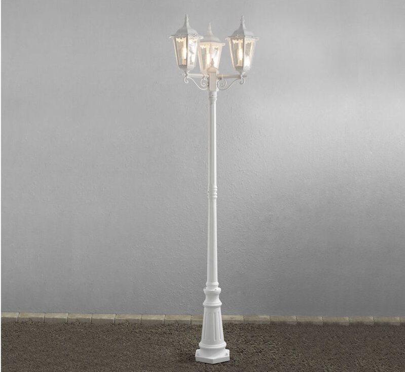 Weiße Gartenlaterne FIRENZE Aluminium, inkl. Pfahl und Fundament