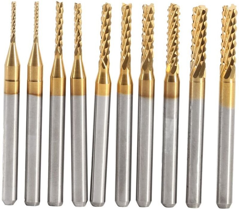 Linghhang - 10 stücke Hartmetall-schaftfräser Gravur Bits Carving Bohrer Werkzeuge Endated Mühle 1-3mm