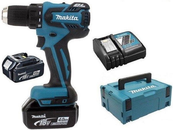 Bohrschrauber 18 v Li-Ion 4 Ah ø 13 mm Makita 2 Akkus, Ladegerät, Koffer - DDF459RMJ