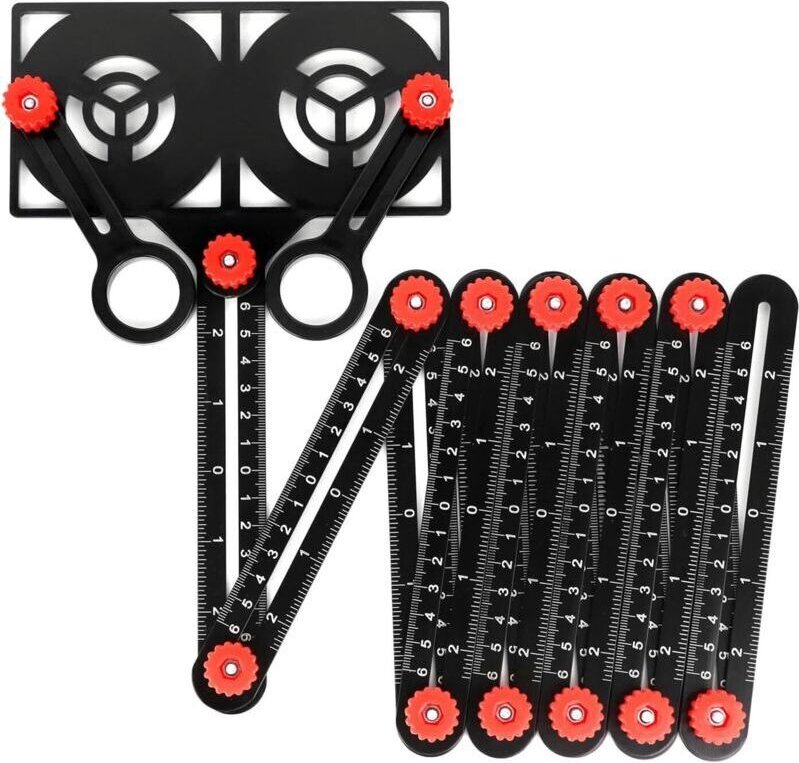 Mehrwinkel-Messlineal mit Positionierungsloch, 12-seitiges Klapplineal für Holzbearbeitungs- und Konstruktionsprojekte