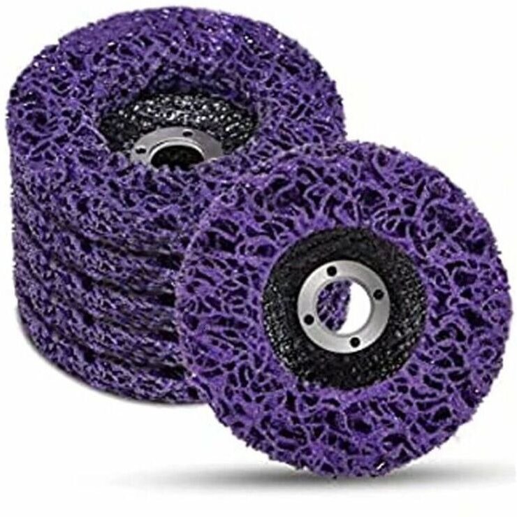 Dolaso - Set mit 5 violetten Reinigungsscheiben, Schleifscheibe für Schleifer, 115 x 22 mm, Schleifscheibe für die Behan...