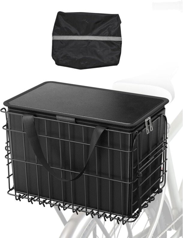 VEVOR Fahrradkorb Hinten 340x210x225mm, faltbarer Hinterradkorb mit Gepäcknetz, herausnehmbarer Innentasche & Abdeckung,...