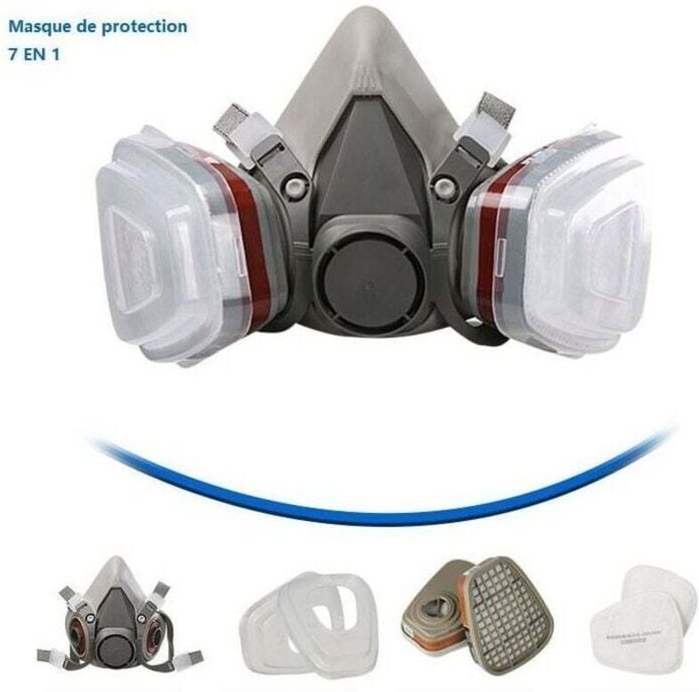 7-in-1-wiederverwendbare Schutzmaske mit Staubfilter zum Malen, Bauen, für Chemikalien, Heimwerken und Schleifen.