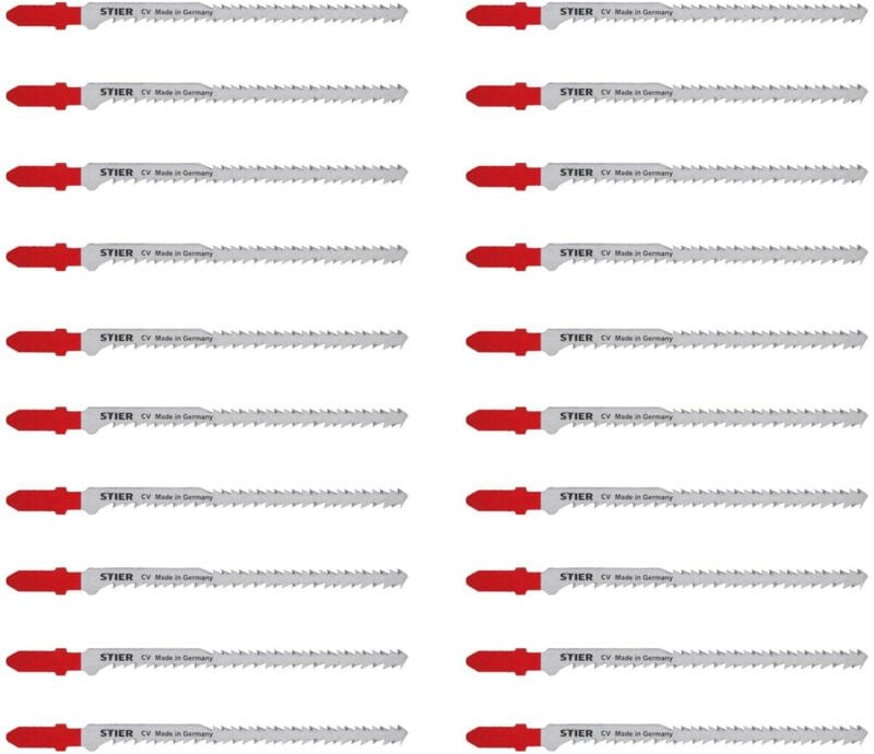 Stichsägeblatt, 20 Stück, ST3182, Schnittlänge s 95 mm, Zahnteilung 2,2-3,2 mm, perfekt geeignet zum Zuschneiden von Hol...