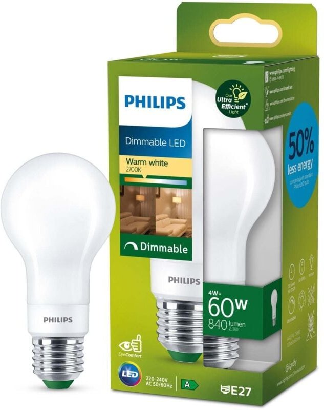 Led e27 normal 4w 60w frost dimmbar 840lm 2700k energieklasse a