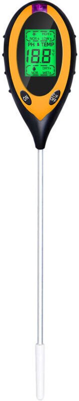 Boden-pH-Meter, 4-in-1-Messgerät für Bodenfeuchtigkeit, Licht, pH-Wert und Temperatur, Gartenwerkzeug-Set, inklusive Bat...