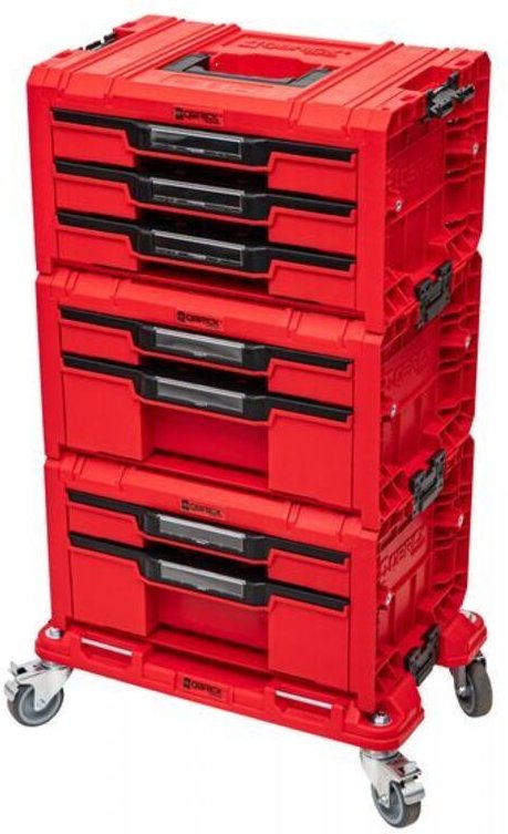 System pro Drawer Workshop Set 3 red ultra hd + 2x Drawer 2 Toolbox + 1x Drawer 3 Toolbox + Rollbrett - Qbrick