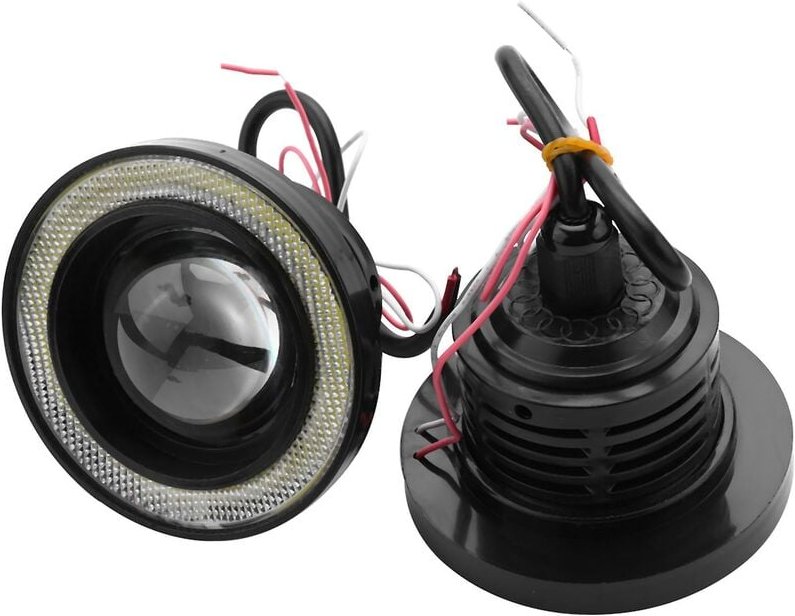 Woosien - 2 Stück Auto Universal 3,5 Zoll Cob Angel Eye Nebelscheinwerfer Laufweiß