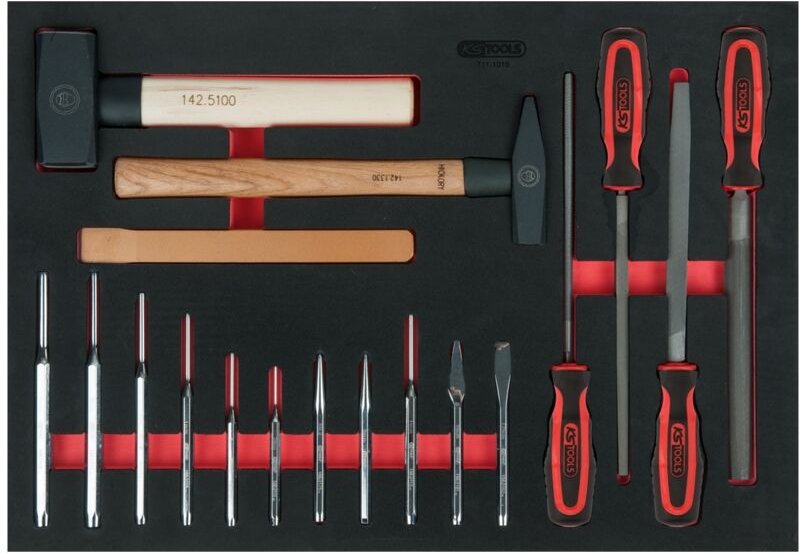 Feilen-, Meißel- und Hammer-Satz, 18-tlg in 1/1 Systemeinlage