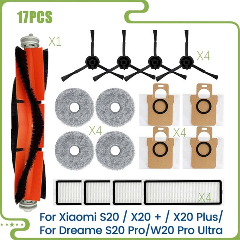 Für S20 / X20 + Plus/ Pro/W20 Pro Ultra Hauptseitenbürste Hepa-Filter Mopptuch Staubbeutel