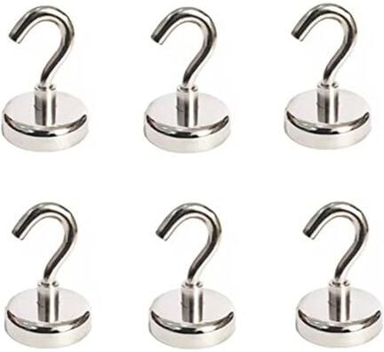 Thumbnail - Ersandy - 6 Stück Magnethaken 18LB Pull Extra Strong Neodym-Magnethaken, Magnethaken Heavy Duty, Magnete mit Haken für K...
