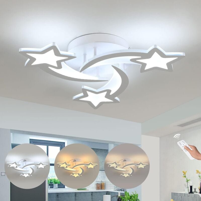 Comely - Moderne led Deckenlampe Weiß, Kreative Sternförmige Deckenleuchte mit 3 Köpfen für Schlafzimmer Wohnzimmer Essz...