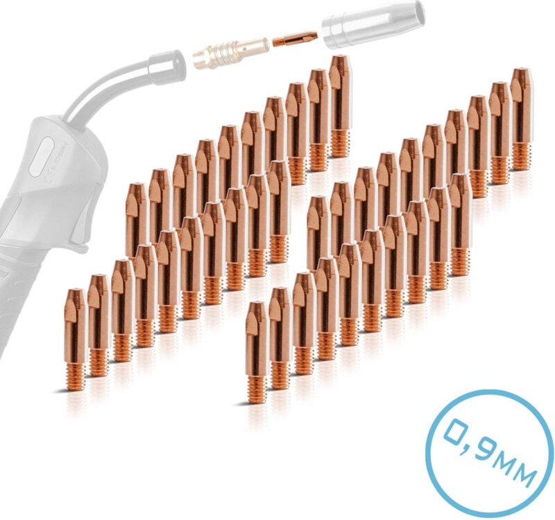 Thumbnail - STAHLWERK 2 x Stromdüsen AK25 MB25 Kontaktdüsen M6x28 0,9 mm MIG MAG